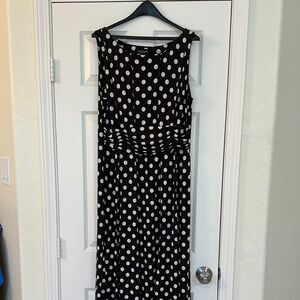 Elegant Brown and White Polka Dot Dress